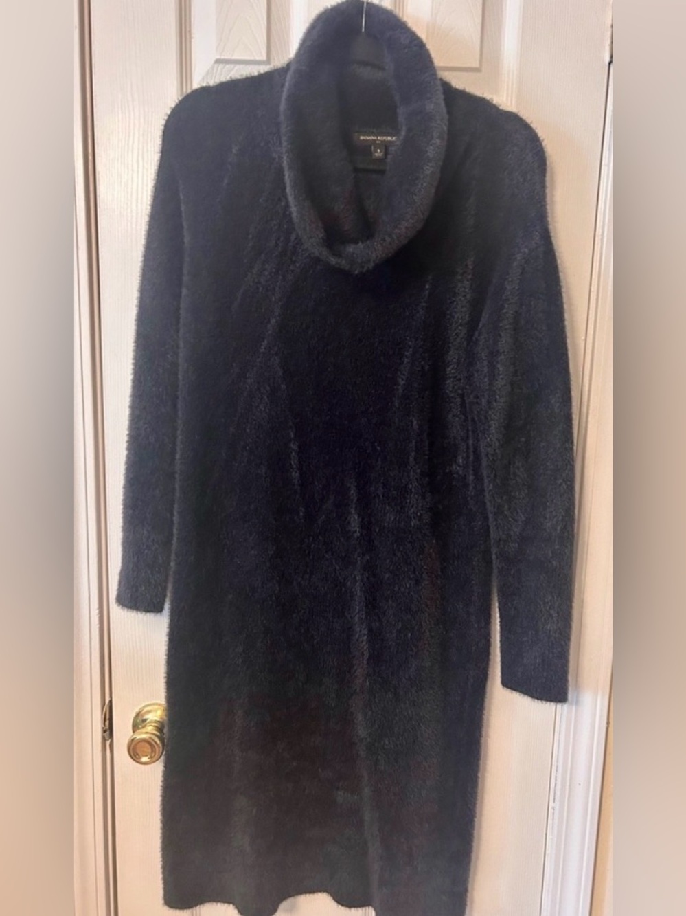 Banana Republic Black Plush Cowl-Neck Women's Sweater Dress | Size: Small
